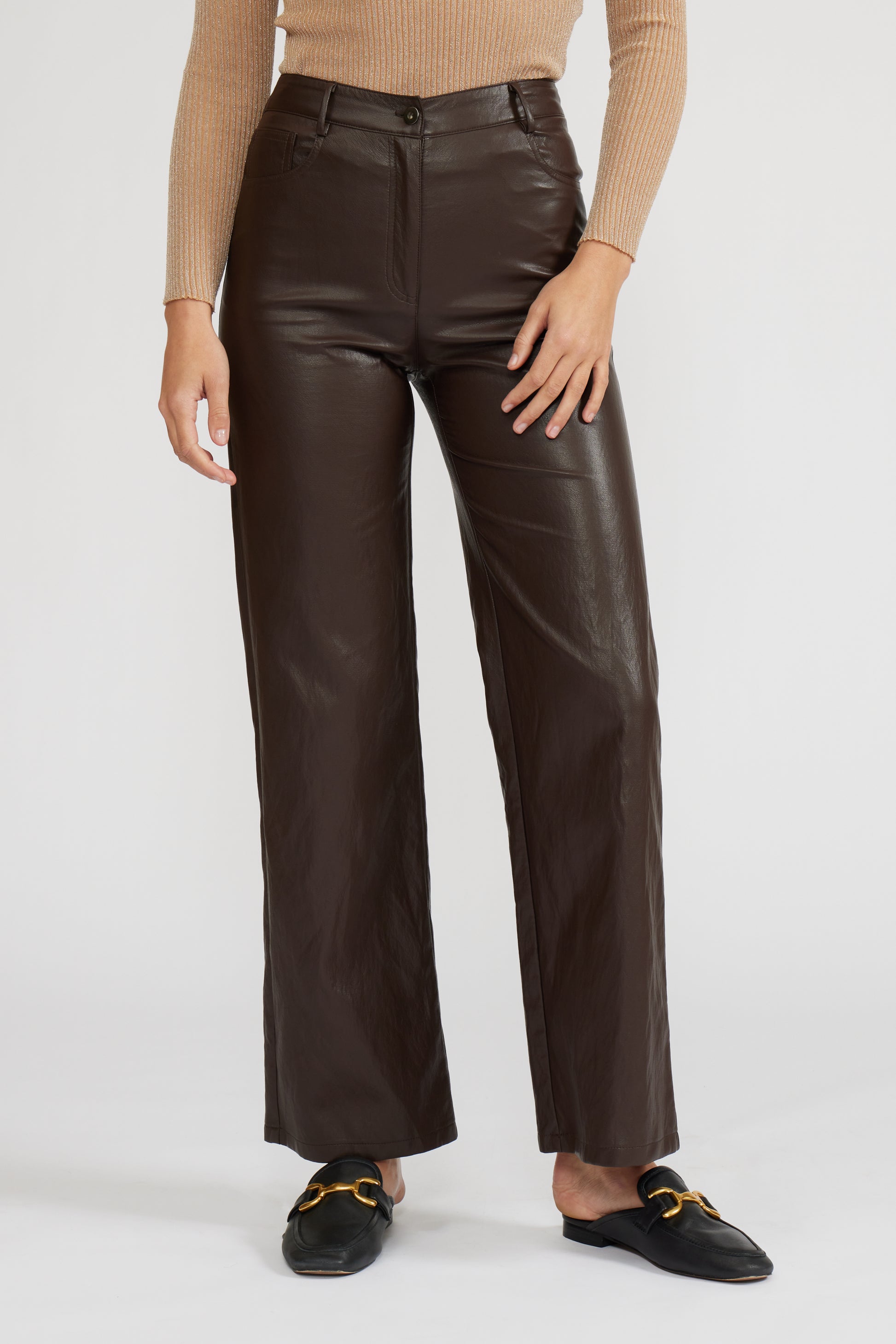 Adler Faux Leather Brown Pant