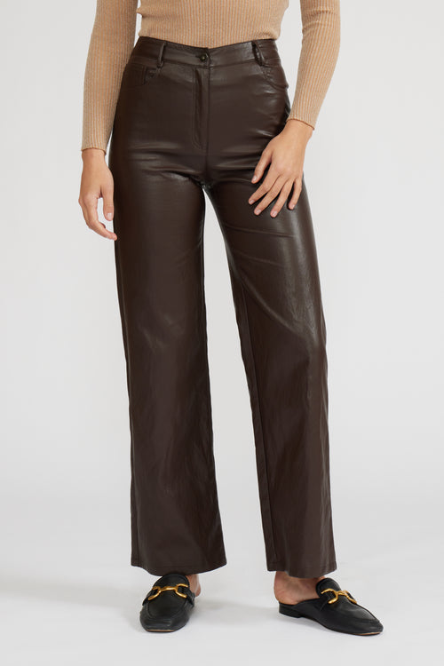 Adler Faux Leather Brown Pant