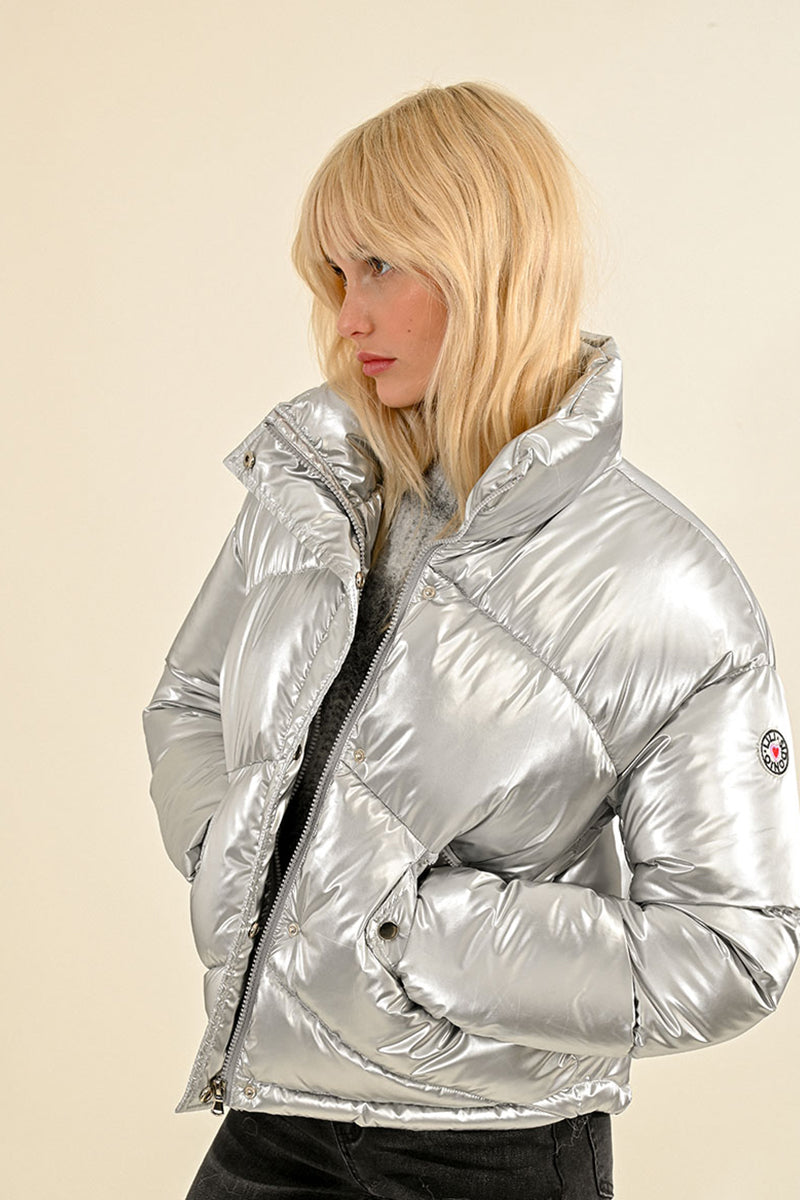 SILVER WOVEN PADDED JACKET
