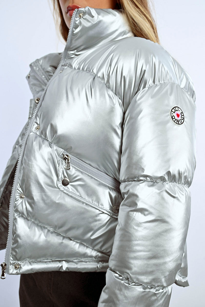 SILVER WOVEN PADDED JACKET