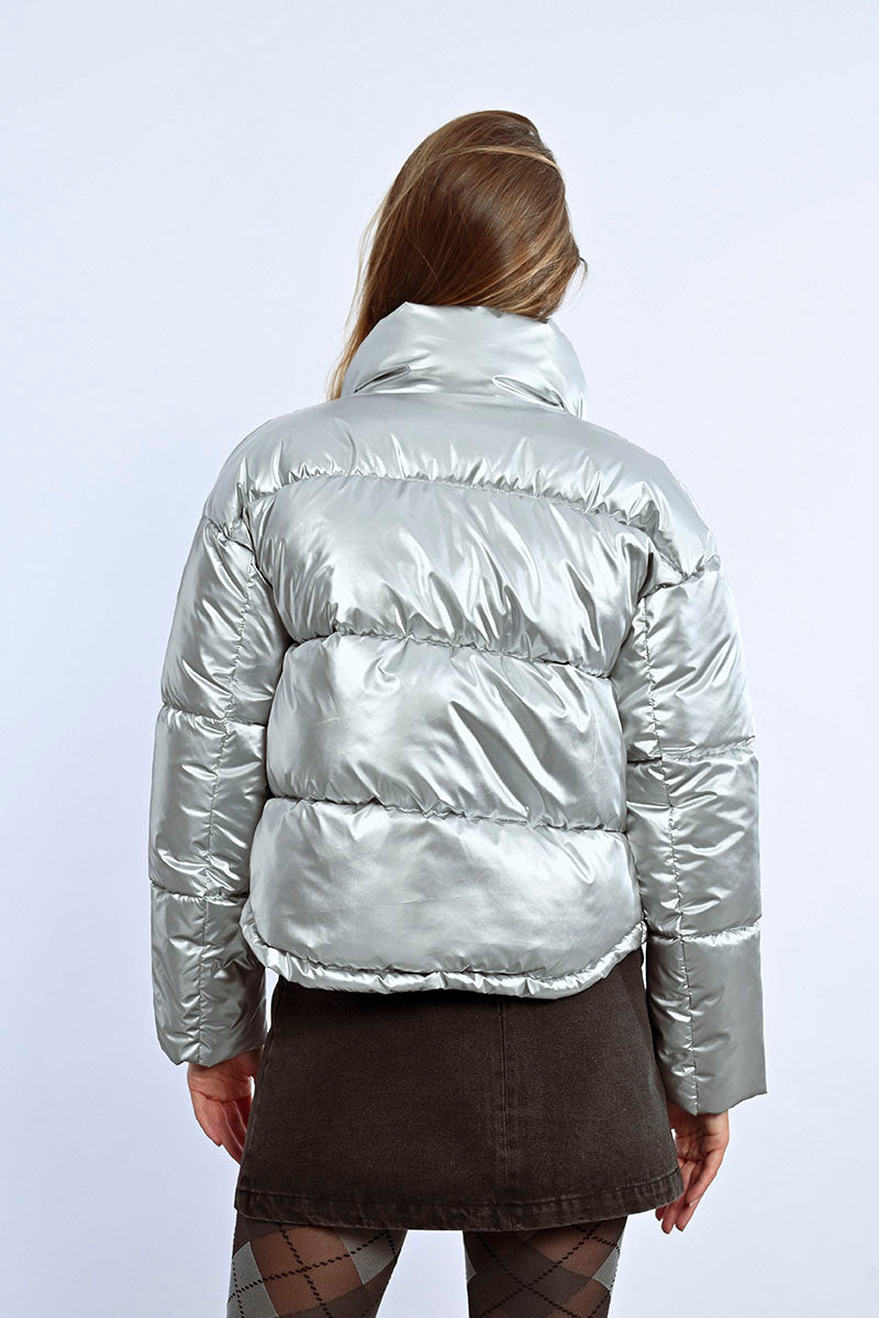 SILVER WOVEN PADDED JACKET