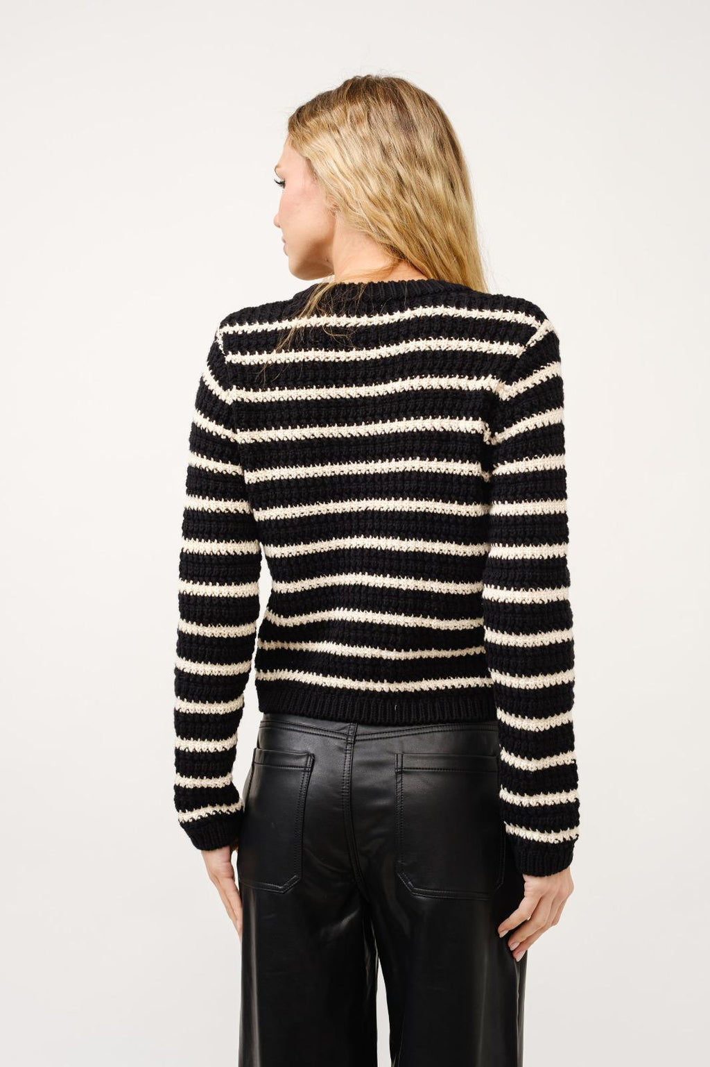 STRIPED BUTTON CARDIGAN