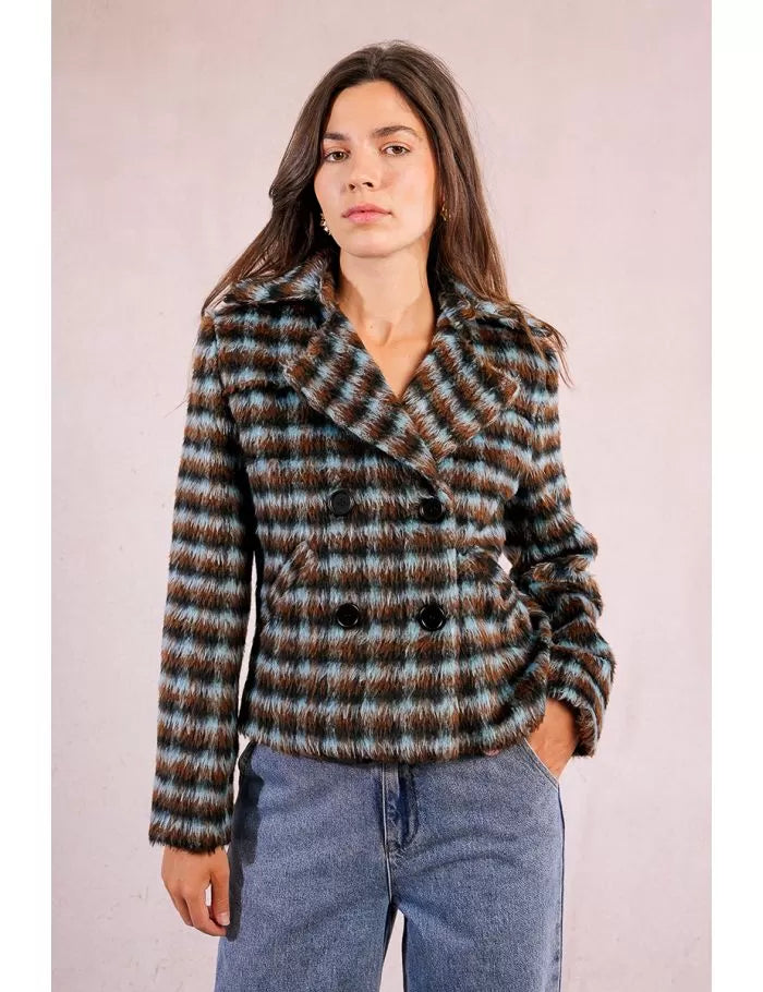 Abrigo Corto de Cuadros