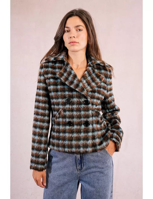 Abrigo Corto de Cuadros