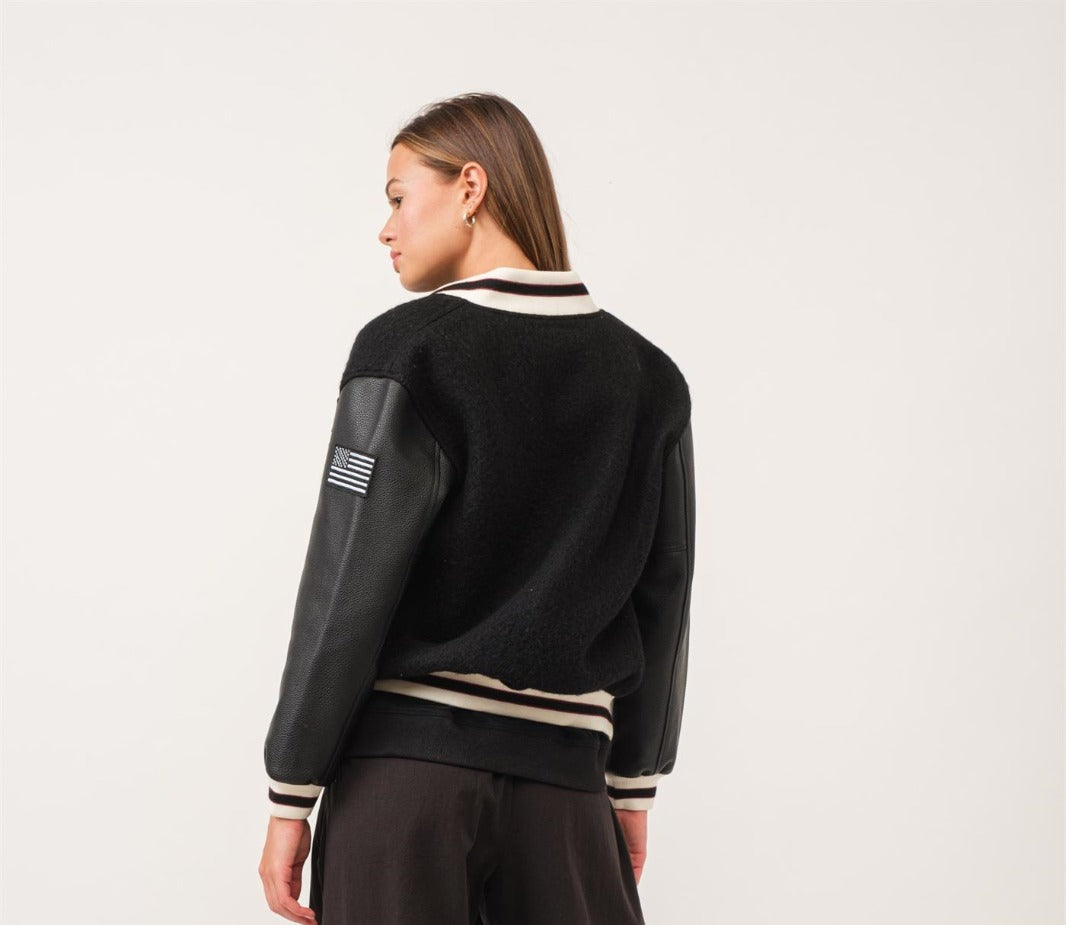 Bomber Jacket with Leather