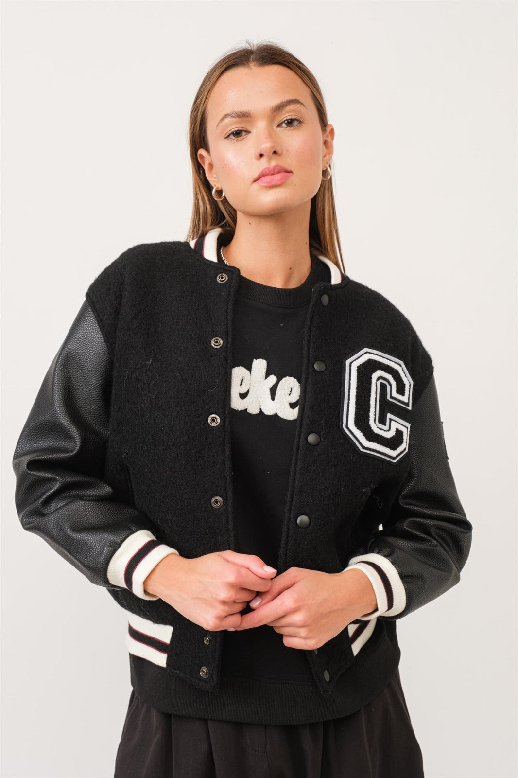Bomber Jacket with Leather