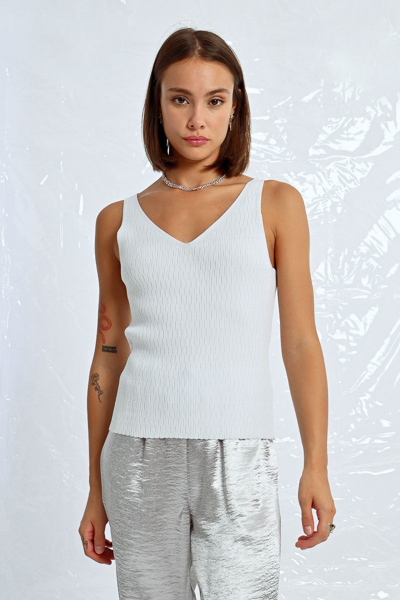 White Knitted Tank Top