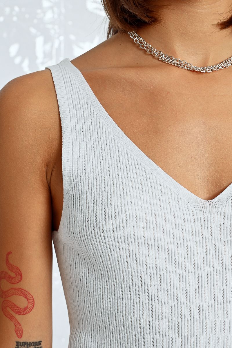 White Knitted Tank Top