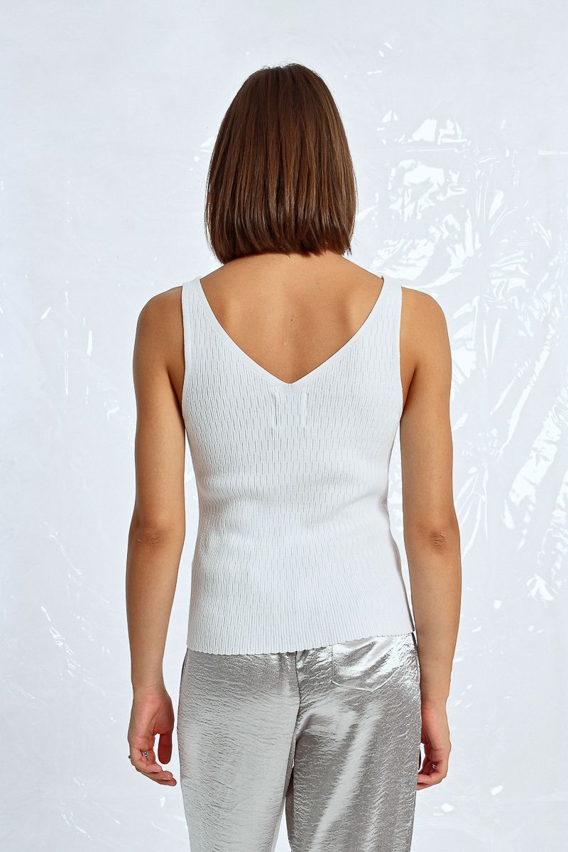 White Knitted Tank Top