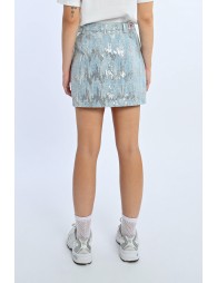 Denim & Sequin Mini Skirt