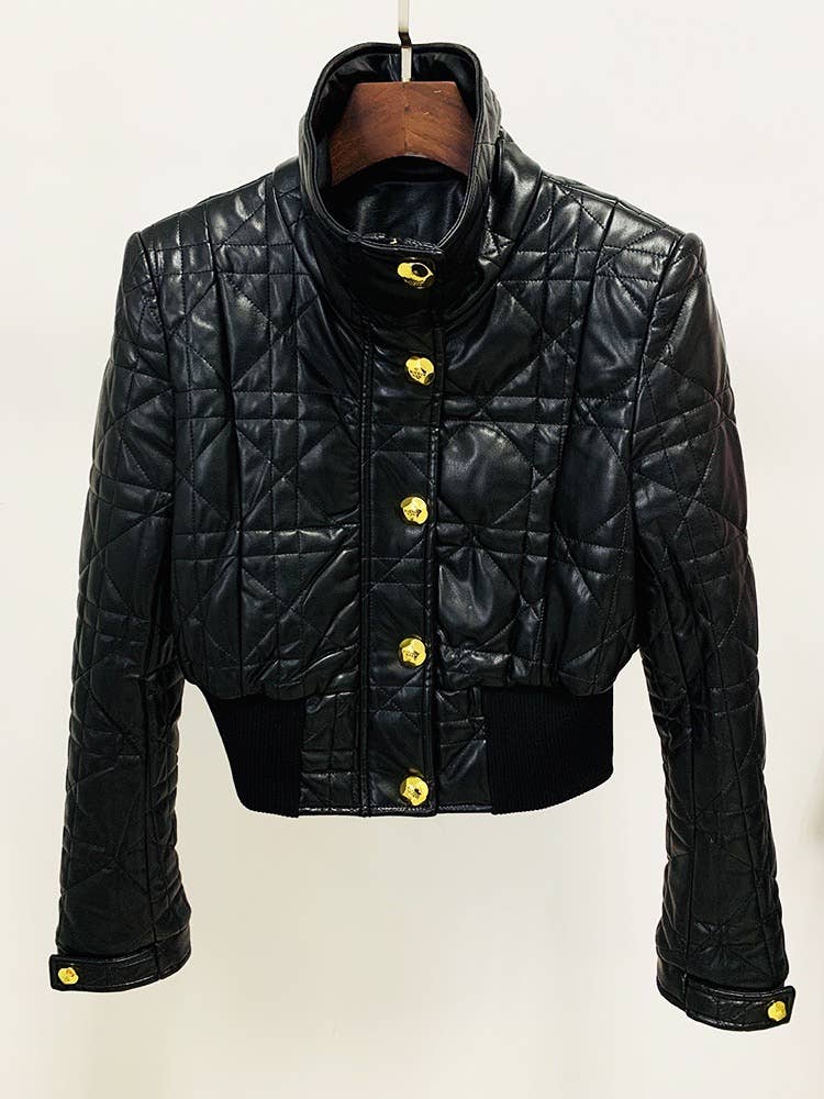 Quilted Black Leather Jacket