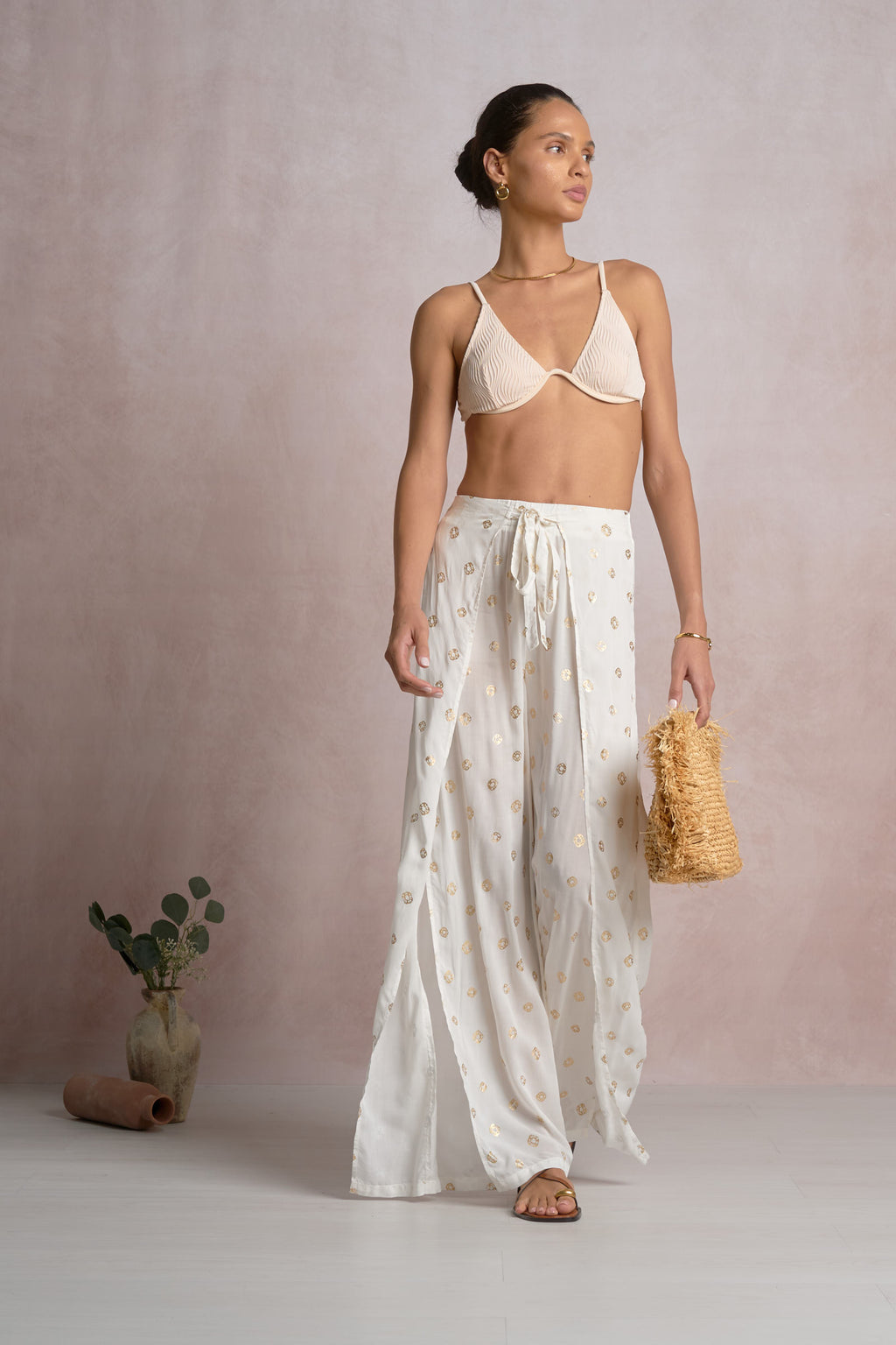 White Print Pants