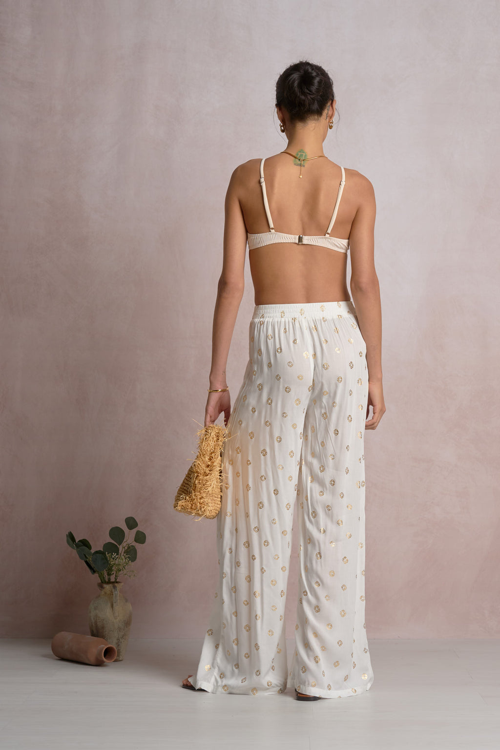 White Print Pants