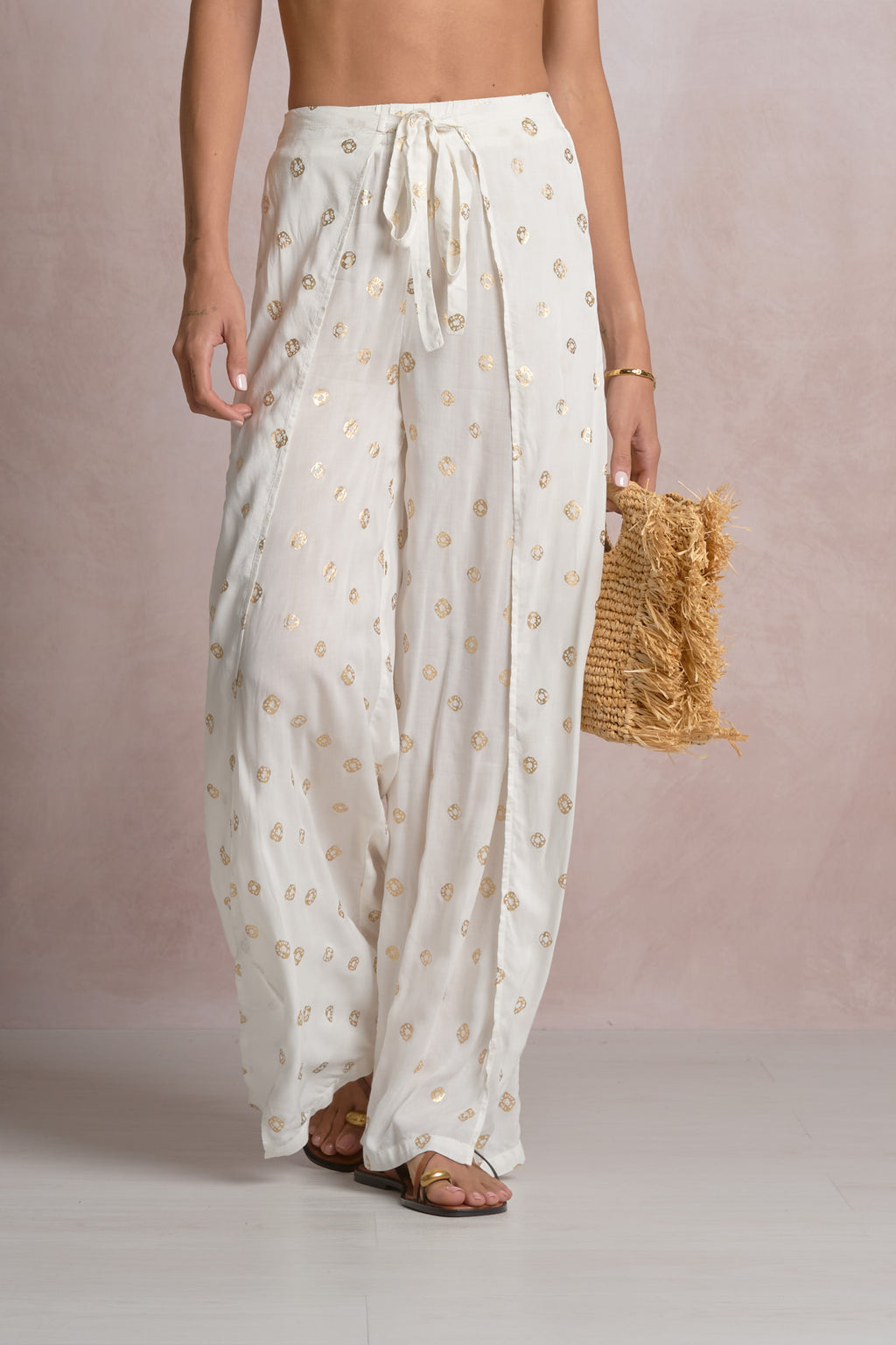 White Print Pants